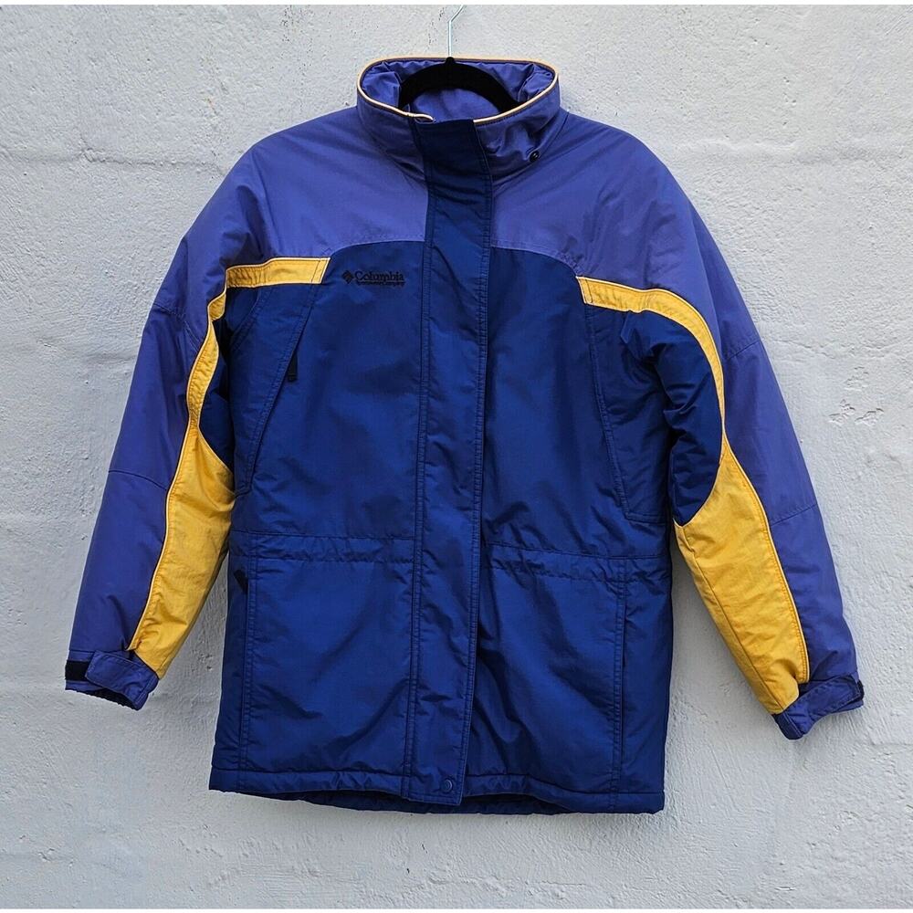 Columbia Ski Jacket Girls 14-16 Blue‎ Purple Puffer Pockets Zip Snap Winter Coat